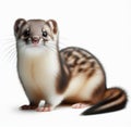 Image of isolated stoat against pure white background, ideal for presentations