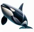 Image of isolated orca whale against pure white background, ideal for presentations