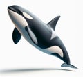 Image of isolated orca whale against pure white background, ideal for presentations