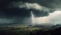 Dramatic landscape with storm passing over