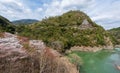 Cherry blossoms in Kyoto. Hozugawa River, Hozu Gorge.