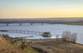 view of the pier and the vistula river in plock Royalty Free Stock Photo