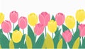 Pink Yellow Spring Tulips Flower Border. A background border Generated image