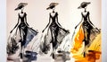 An artistic concept sketch for haute couture fashion designer wear Royalty Free Stock Photo