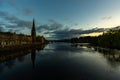 Tay River at sunrise in Perth Scotland at sunrise Royalty Free Stock Photo