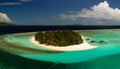 Beautiful view over a pacific island atoll, with glorious sea and sky