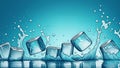 blue ice and water splash refreshing background with water drops Royalty Free Stock Photo