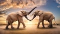 African Elephants fighting Royalty Free Stock Photo