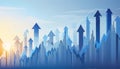 Financial blue chart background. Financial blue chart stat background and arrows Royalty Free Stock Photo
