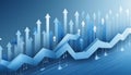 Financial blue chart background. Financial blue chart stat background and arrows Royalty Free Stock Photo