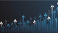 Financial blue chart background. Financial blue chart stat background and arrows Royalty Free Stock Photo