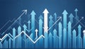 Financial blue chart background. Financial blue chart stat background and arrows Royalty Free Stock Photo