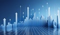 Financial blue chart background. Financial blue chart stat background and arrows Royalty Free Stock Photo