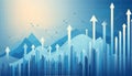 Financial blue chart background. Financial blue chart stat background and arrows Royalty Free Stock Photo