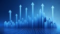 Financial blue chart background. Financial blue chart stat background and arrows Royalty Free Stock Photo
