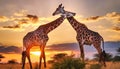 African Giraffe fighting