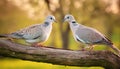 Lovebirds on the Bough: Turtle Doves Perched on a Branch