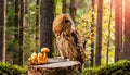 Owl Perched on a Wooden Stump Royalty Free Stock Photo