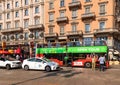 Open-top Hop-on Hop-off Milan Open Tour city sightseeing bus in Milan Royalty Free Stock Photo
