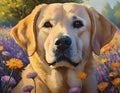 Autumn Splendor Dog Painting : Artistic Labrador retriever representation.