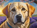 Autumn Splendor Dog Painting : Artistic Labrador retriever representation.