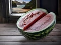 Generated image, Watermelon S open Ract ALLOW for product photo background, Royalty Free Stock Photo