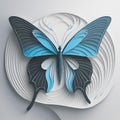 Butterfly with blue and black line effect. Butterfly insect effect line illustration Royalty Free Stock Photo