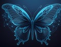 Butterfly with blue and black line effect. Butterfly insect effect line illustration Royalty Free Stock Photo