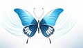 Butterfly with blue and black line effect. Butterfly insect effect line illustration Royalty Free Stock Photo