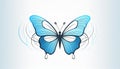 Butterfly with blue and black line effect. Butterfly insect effect line illustration Royalty Free Stock Photo