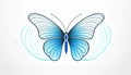 Butterfly with blue and black line effect. Butterfly insect effect line illustration Royalty Free Stock Photo