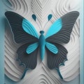 Butterfly with blue and black line effect. Butterfly insect effect line illustration Royalty Free Stock Photo