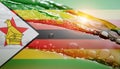 Close up shot of wavy flag of Zimbabwe Royalty Free Stock Photo