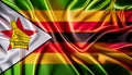 Close up shot of wavy flag of Zimbabwe Royalty Free Stock Photo