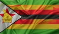 Close up shot of wavy flag of Zimbabwe Royalty Free Stock Photo