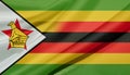 Close up shot of wavy flag of Zimbabwe Royalty Free Stock Photo