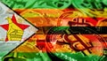 Close up shot of wavy flag of Zimbabwe Royalty Free Stock Photo