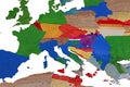 Map of Europe with the countries composed with colored pieces of paper, collage Royalty Free Stock Photo