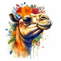 Colorful camel with flowers designs on clean background. Wildlife Animals Royalty Free Stock Photo