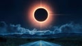 The moon covers the sun in a beautiful solar eclipse Royalty Free Stock Photo