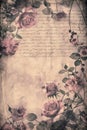 Vintage love letter texture displaying handwritten script. Decorated with delicate flowers Royalty Free Stock Photo