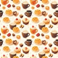 Coffee and pastry pattern Royalty Free Stock Photo