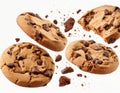 Chocolate chip cookies isolated on white background, clipping path included. Royalty Free Stock Photo