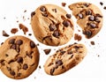 Chocolate chip cookies isolated on white background, clipping path included. Royalty Free Stock Photo