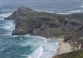 The Atlantic Ocean crashing on Dias Beach as seen looking west from coastal cliffs above Cape Point Royalty Free Stock Photo