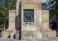 Bronze plaque on the base of The Cenotaph, a war memorial on Heerengracht Street Cape Town, South Africa. Royalty Free Stock Photo