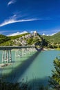 A view of Lake Turano, in the village of Castel di Tora Royalty Free Stock Photo