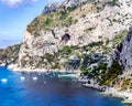 Breathtaking view of the rocky coastline of the island of Capri