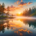 The sunset and reflection of nature in the water Royalty Free Stock Photo
