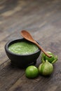 tomatillo salsa verde, Mexican green sauce Royalty Free Stock Photo